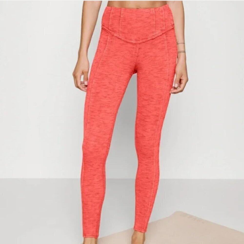 Free People FP Movement Hybrid Leggings Papaya Punch Pink Orange NWT Small - Picture 8 of 8
